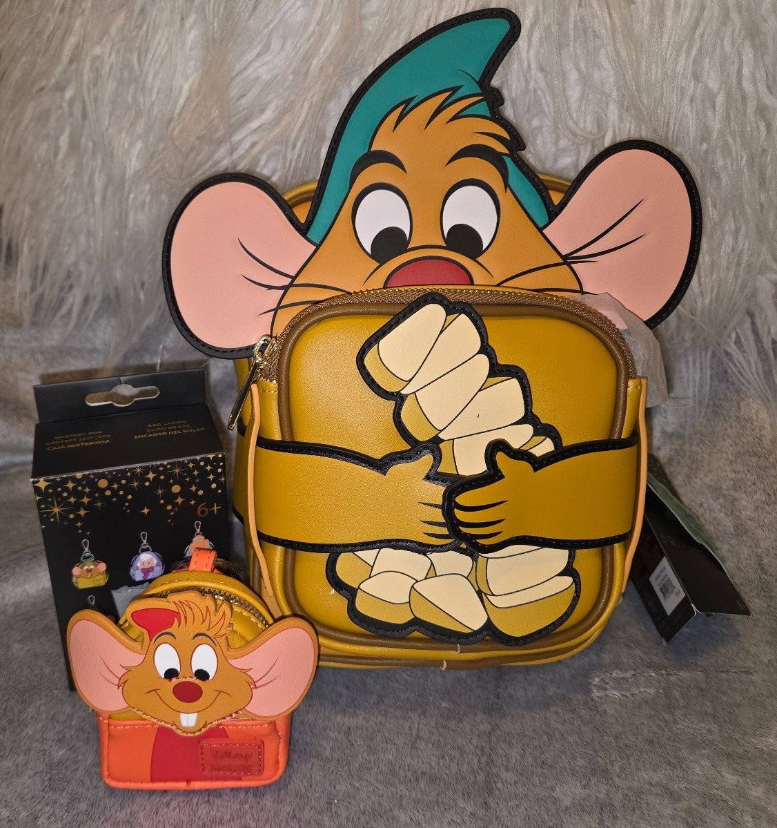 Loungefly 75th Anniv Disney Cinderella Gus Gus Crossbuddies &amp; Jaq Bag Charm