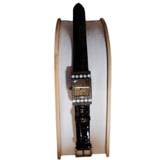 Heidi Daus Genuine Leather Croco Band Mother of Pearl Gold Watch