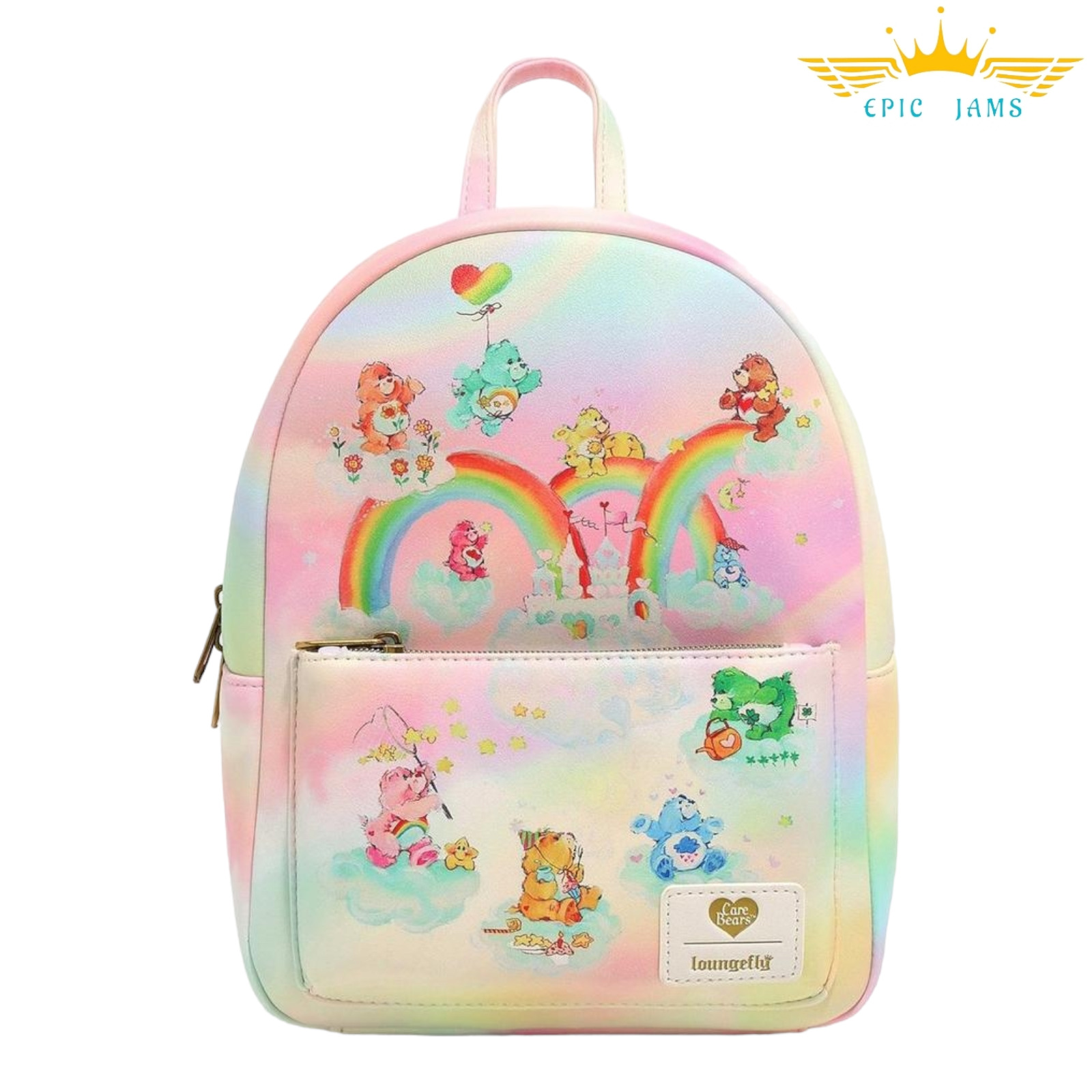 Loungefly Care Bears Rainbow Tie-Dye Mini Backpack New
