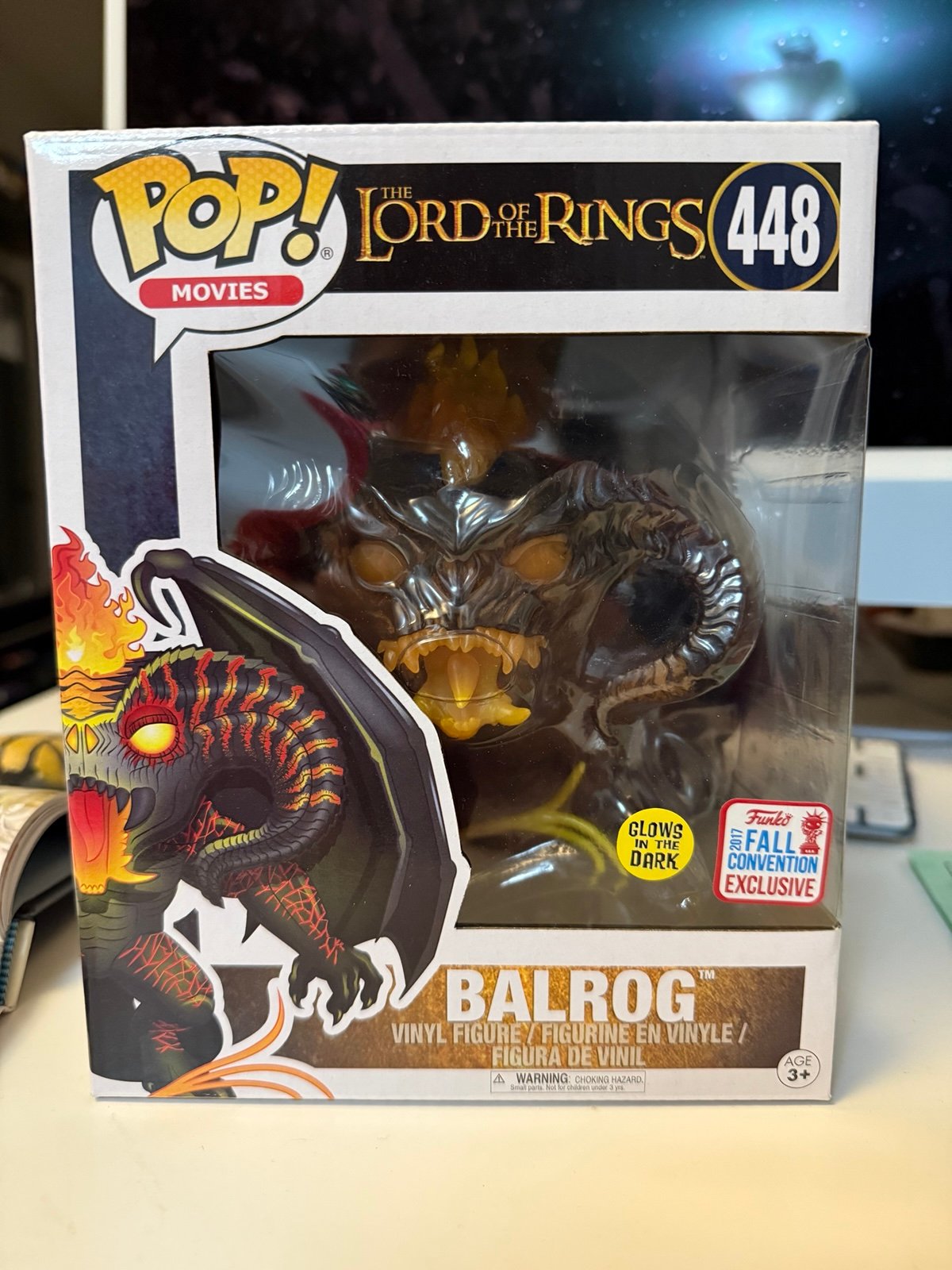 Lord of the rings balrog Funko pop 6 inch glow in the dark shared nycc exclusive