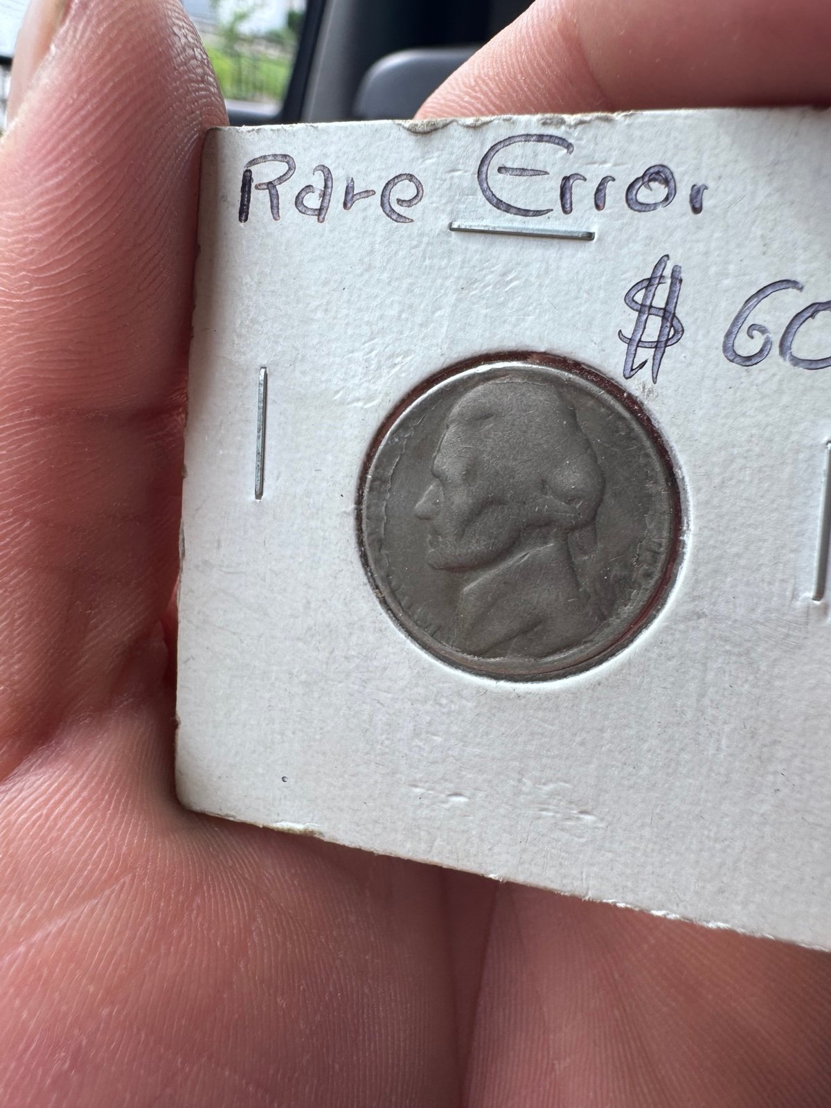 Rare error 5 cent nickel coin