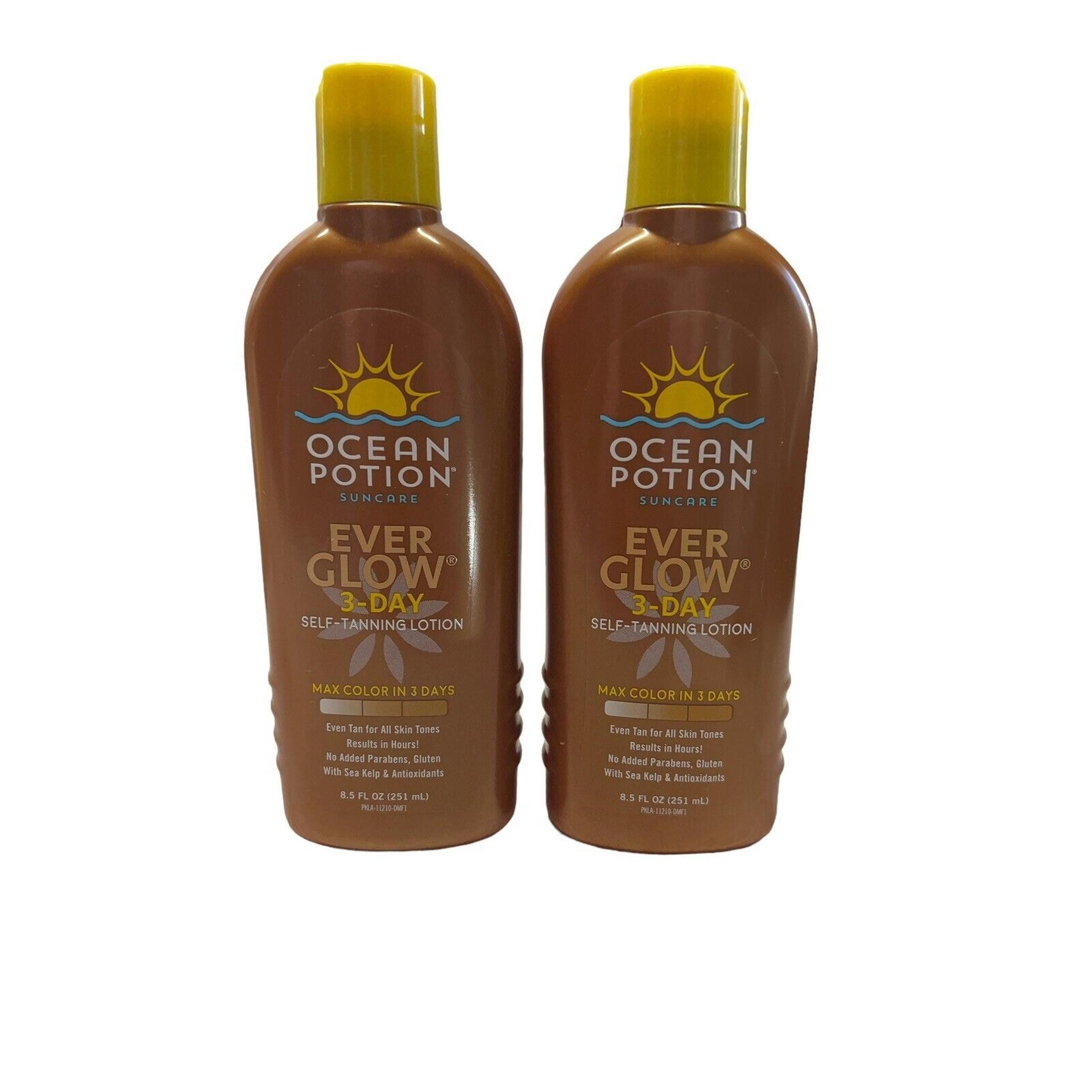 2X New Ocean Potion Ever Glow 3 Day Self-Tanning Lotion 8.5 oz Results in Hours