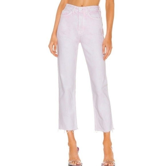 GRLFRND Mica Crop Jeans Primrose Size 26 NWT! Acid Wash Light Pink