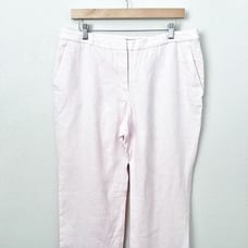 H&M | NWT Blush slight Pink Trousers Straight Leg 100% Linen High Rise | Size 14