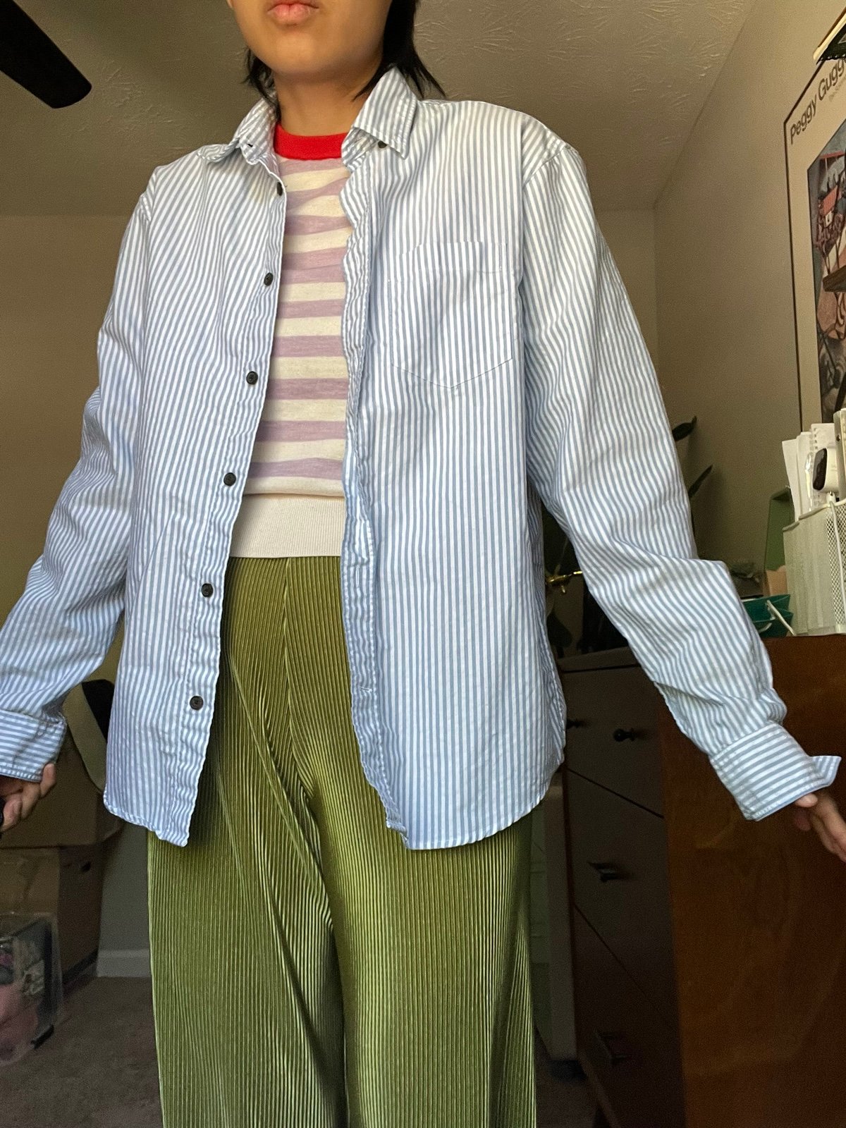 acne studios men Blue Striped Shirt size 48