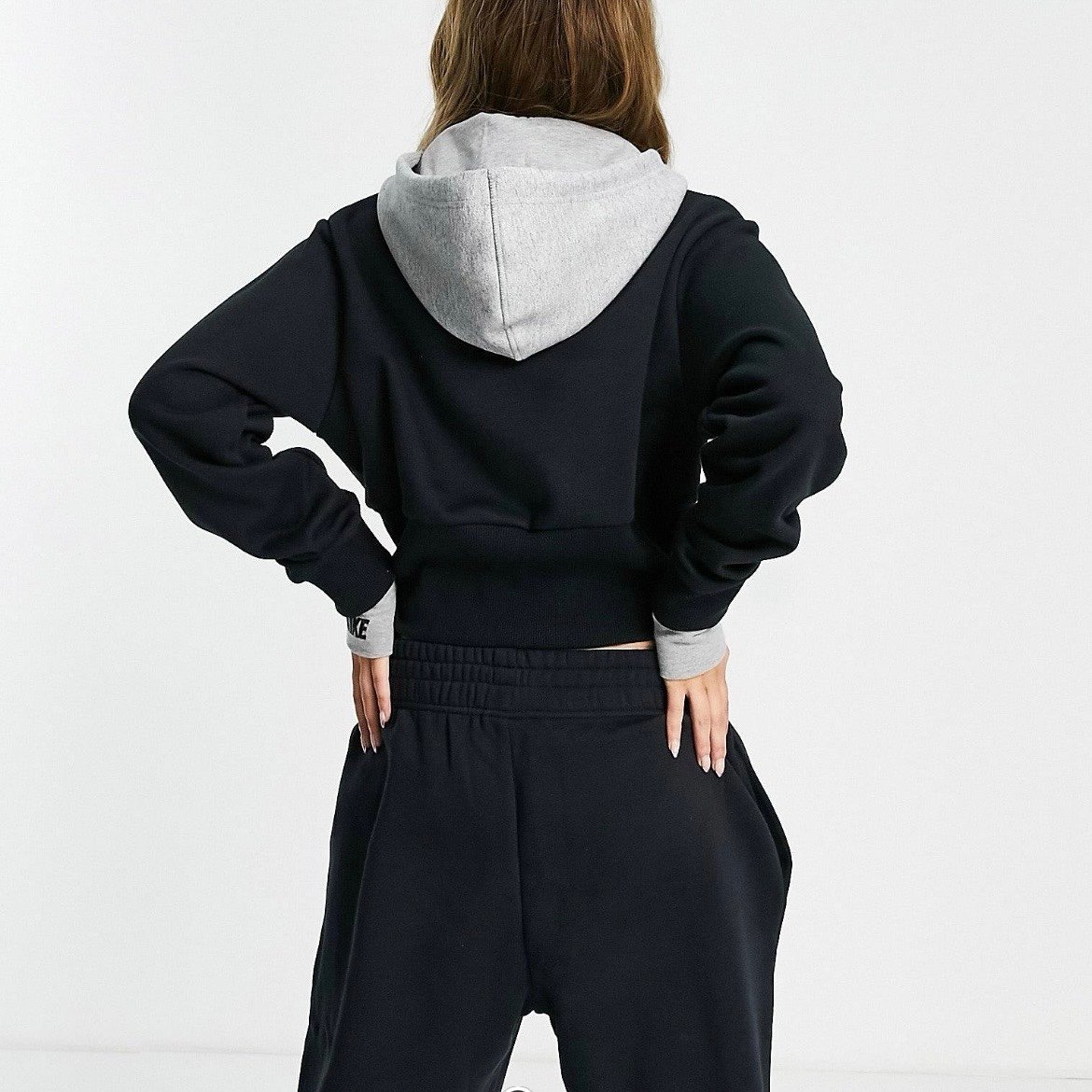 NIKE Icon Clash Cropped Fleece Hoodie Black - NEW - XS