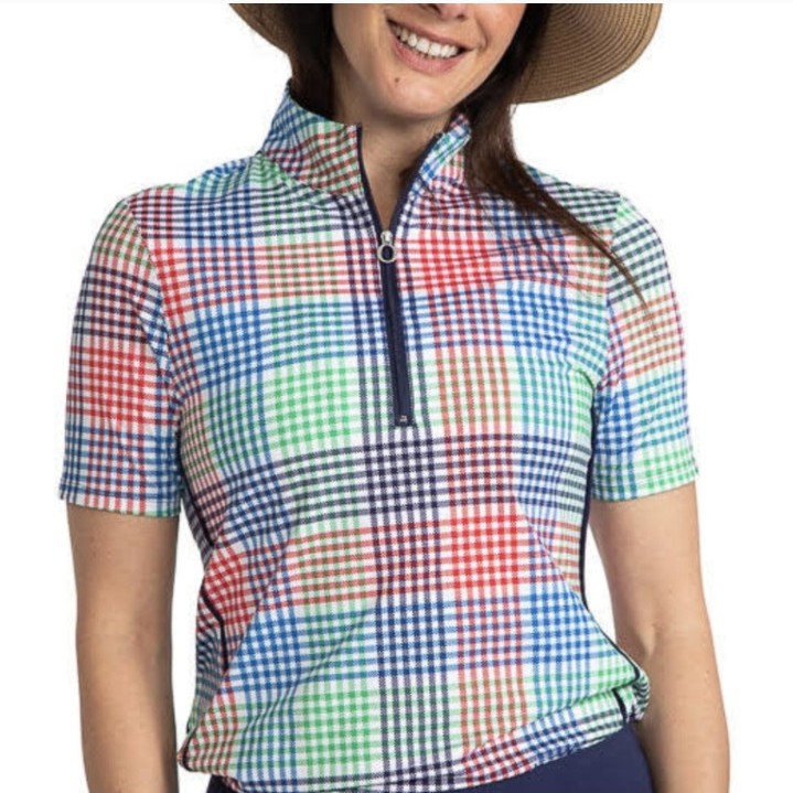 Kinona Keep it Covered Shirt Plaid Small Golf Zippered