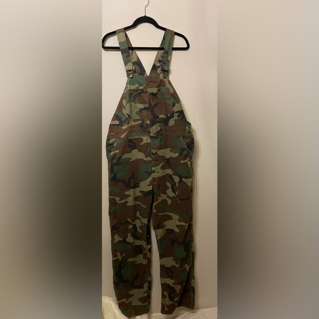 Vintage Made in USA Round House Camo Overalls 40x32