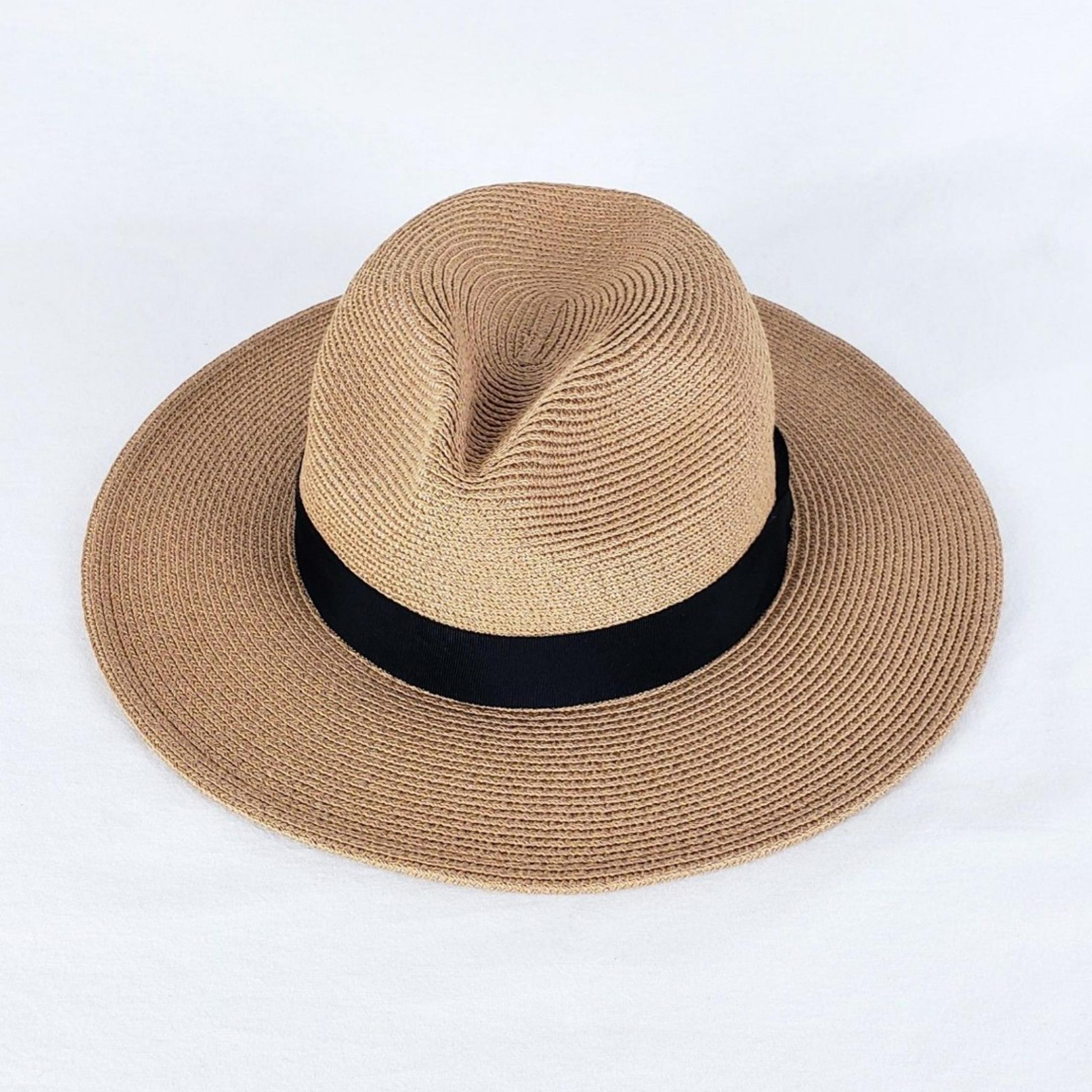 Banana Republic Straw Fedora Hat Womens M/L Adjustable Vacation Resort Summer