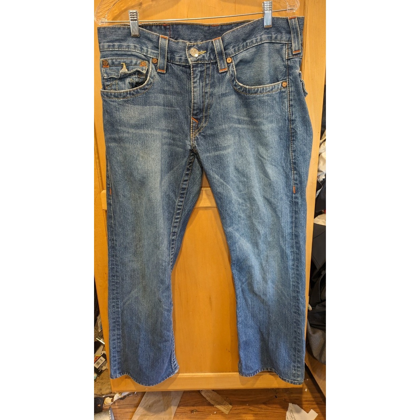True Religion Mens Billy Super T Stitch Bootcut Jeans size 33 x Measure 33X28