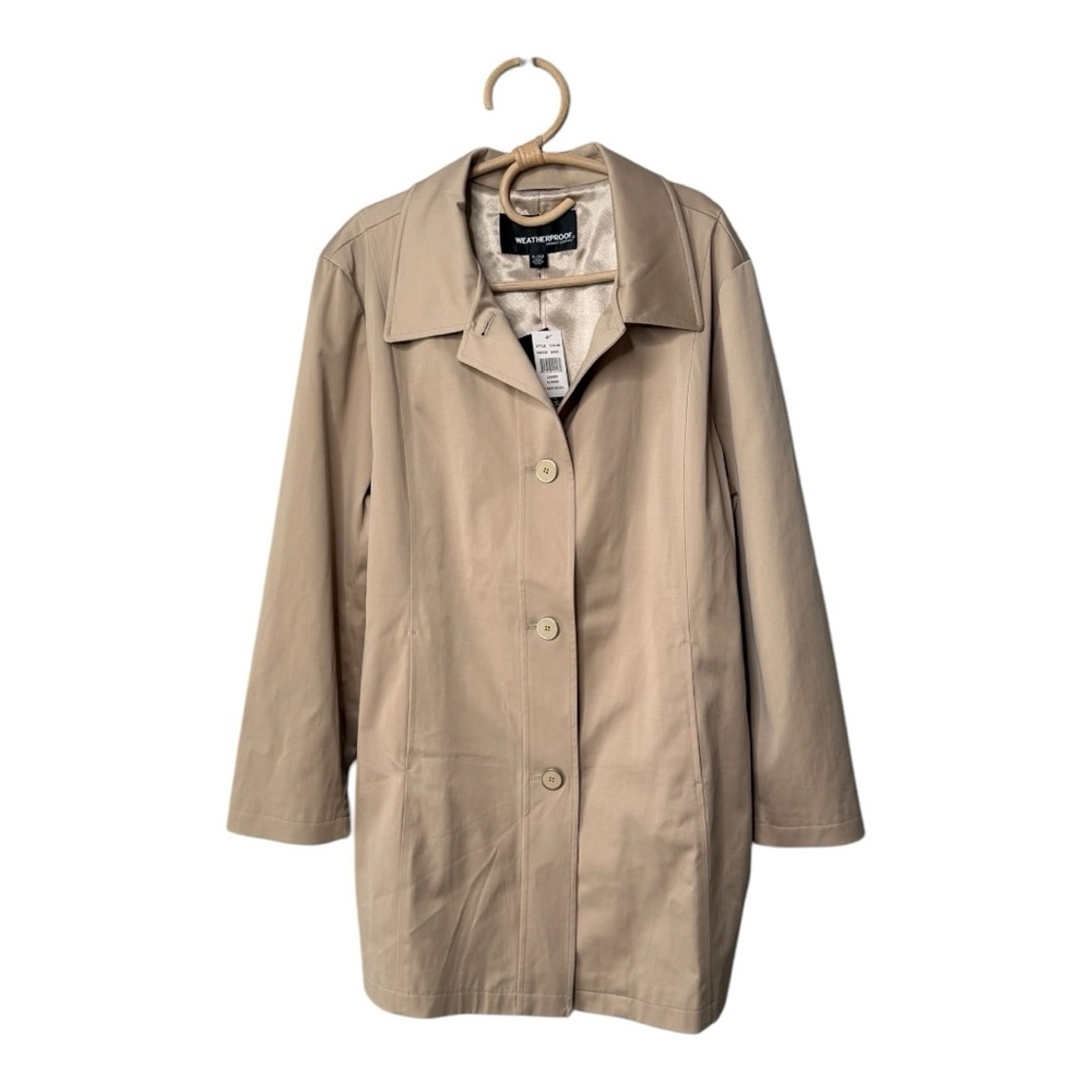 Weatherproof Rain Belted Rain Trench in Sand Tan Neutral Rain Jacket Size XL NEW
