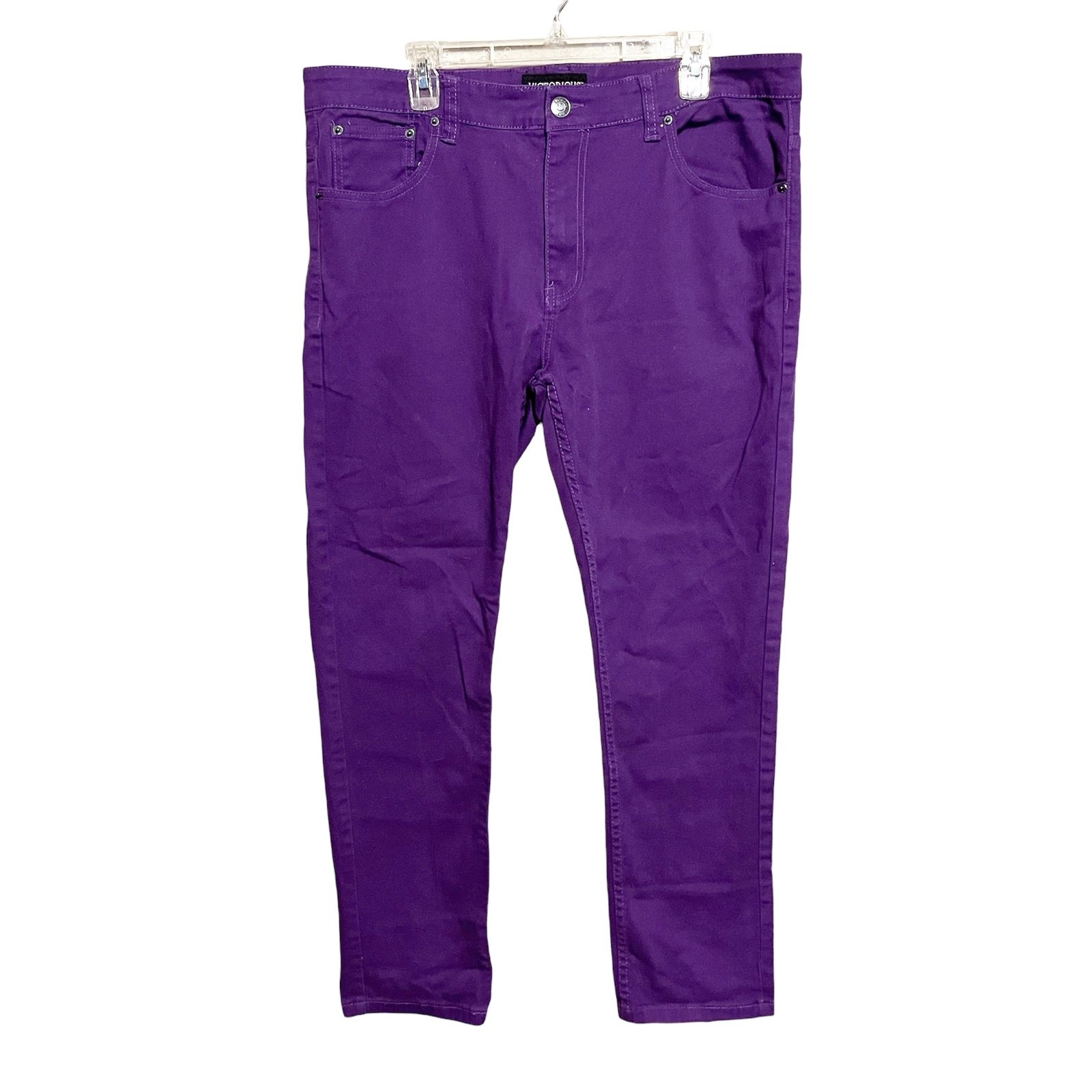 Victorious Men's Purple Skinny Fit Jeans Stretch Pants Size 38/30 W38 L30