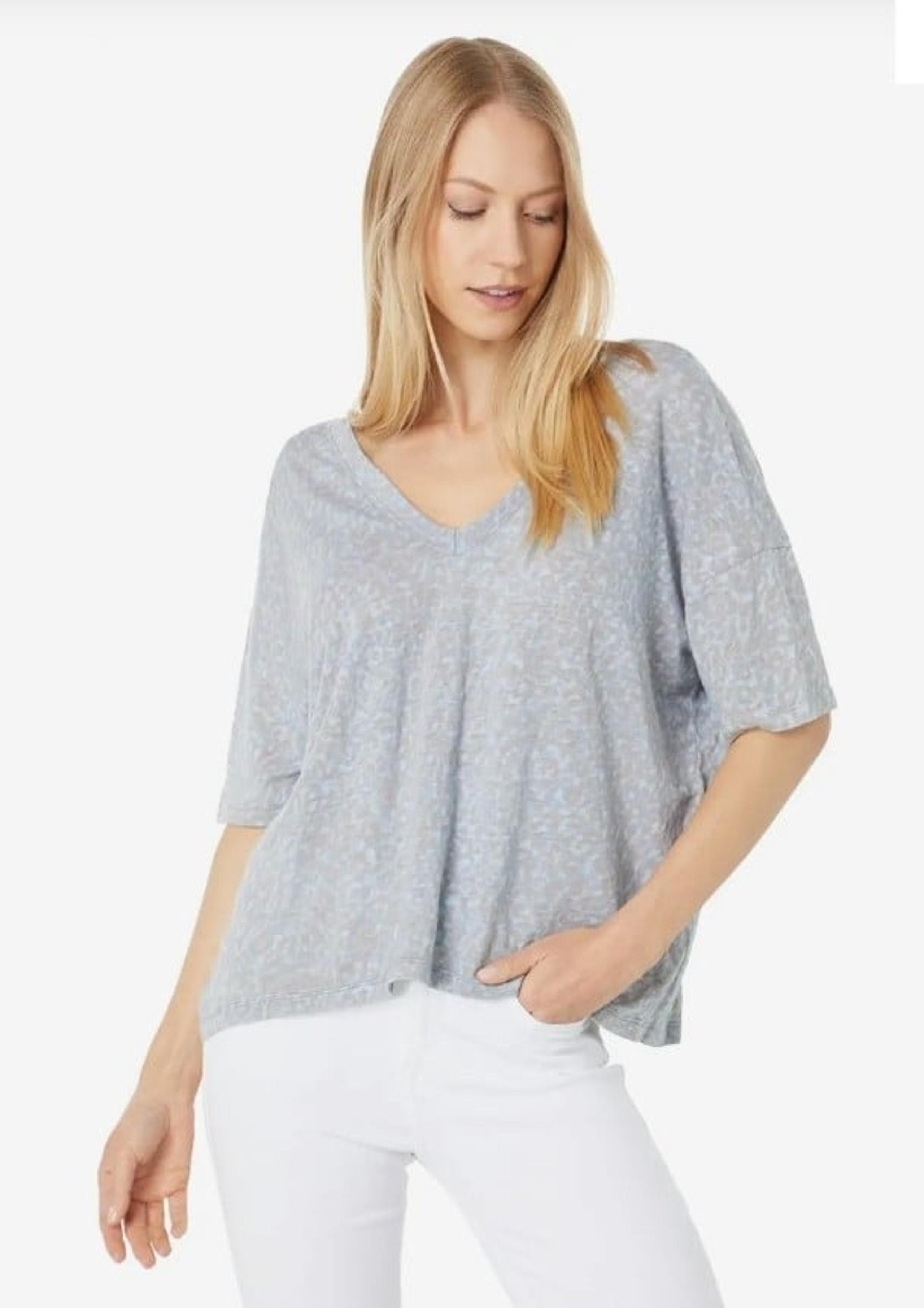 Chaser Linen Jersey Oversized Double V-Neck Tee Size S