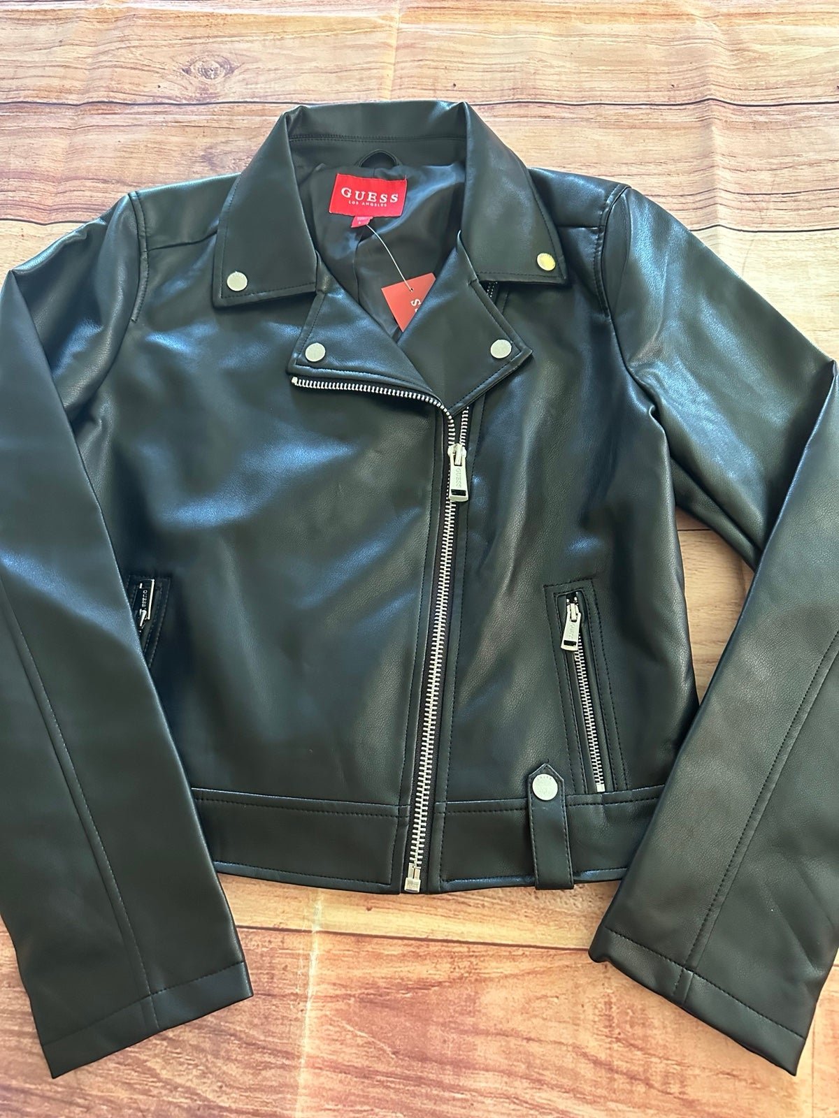 Guess faux leather moto jacket Women Size L