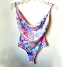 Y2K 90's High Waist Strappy Coachella Bodysuit Tie Dye Backless Ravecore Sz MED