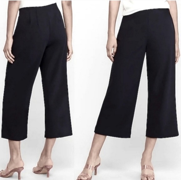 Express Black Wide Leg Crop Pants Palazzo Gaucho Casual Size 6