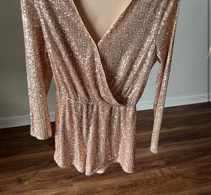 Sequin Long-sleeve Romper