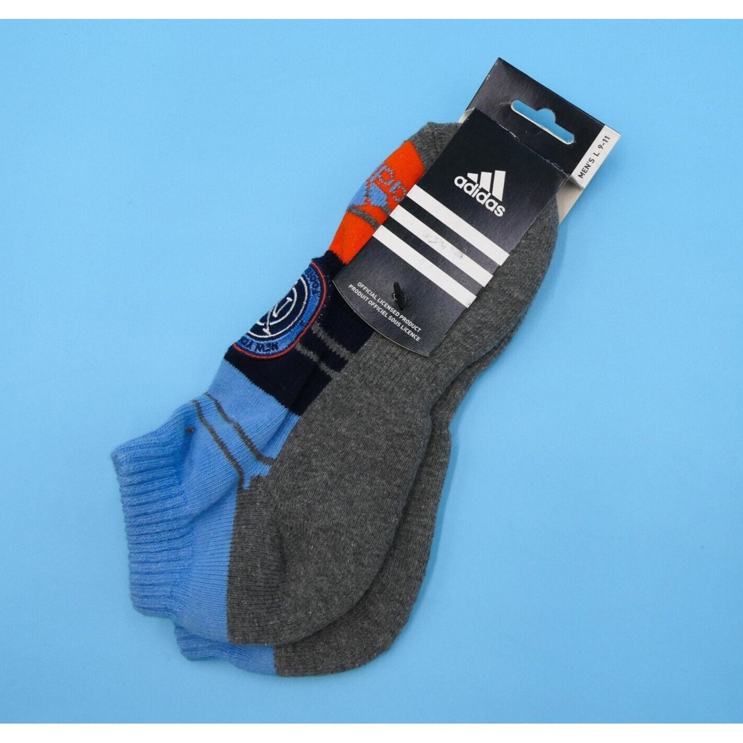 NYCFC Ankle Socks Mens Large Sz 9 - 11 Adidas Gray Stripes Soccer Sports Mid Y2K