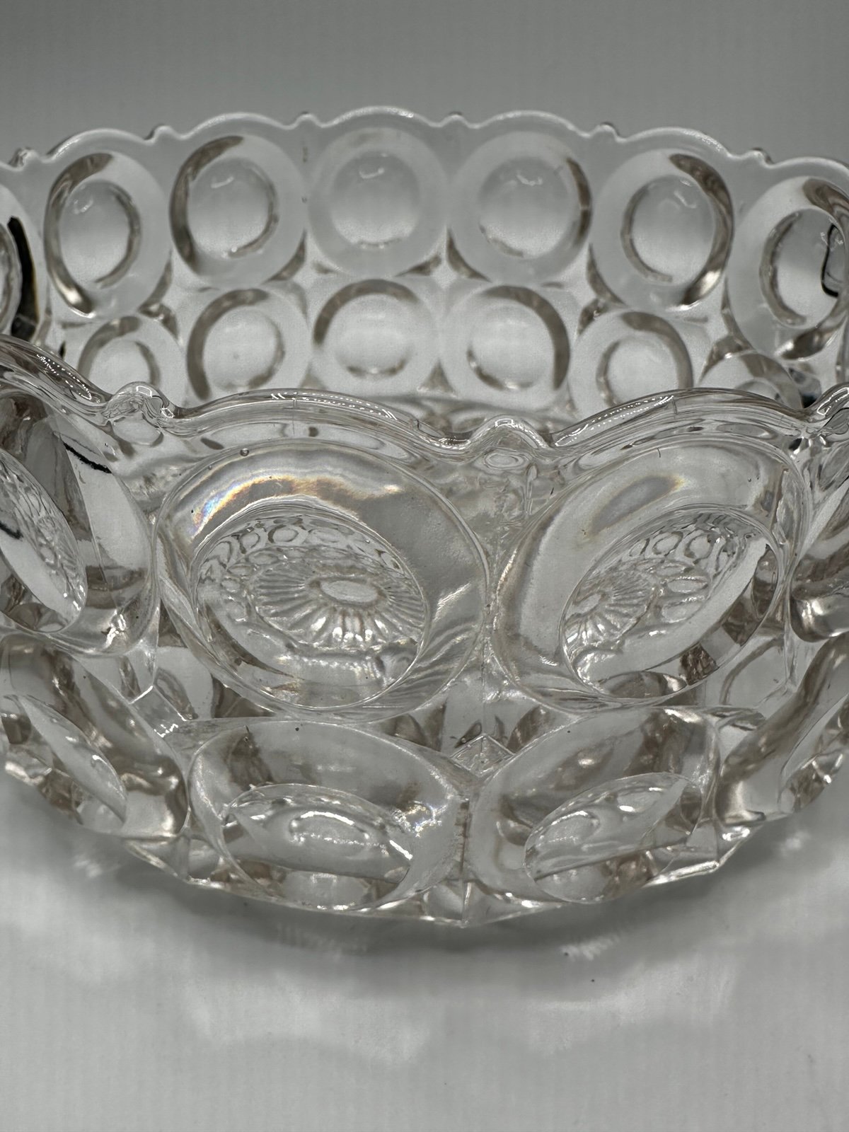 Bellaire Glass Company Bullseye Glass Serving Bowl.