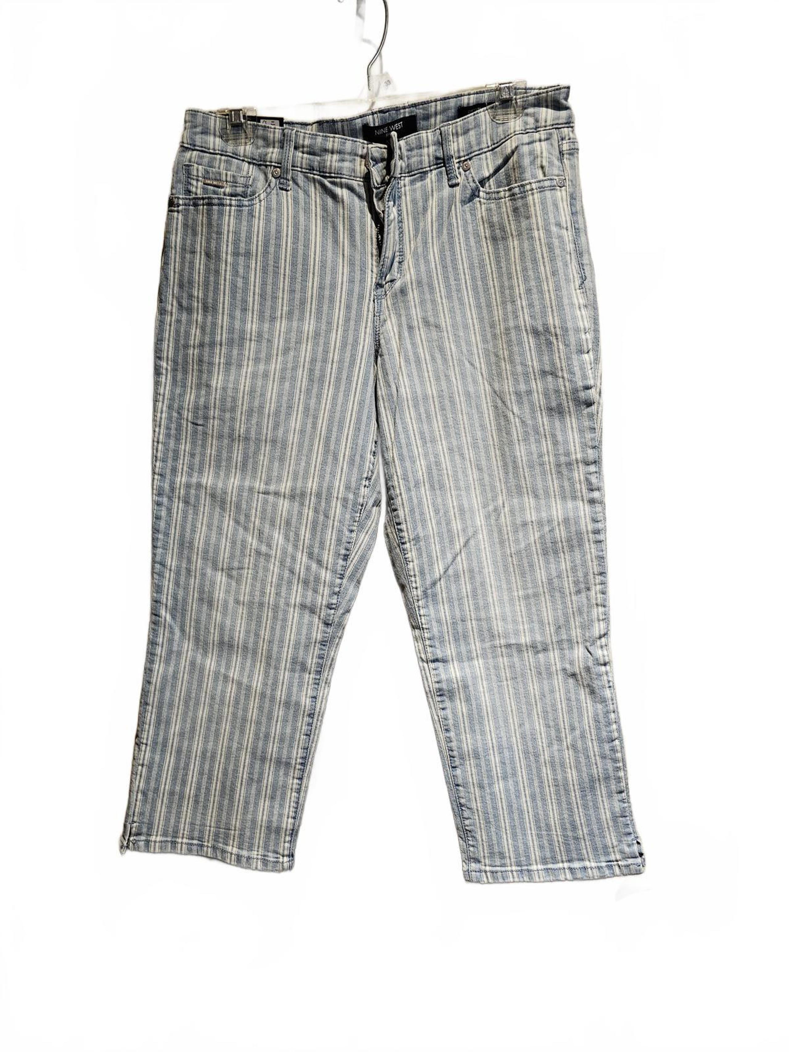 Nine West Chrystie Capris Blue White Stripes size 8