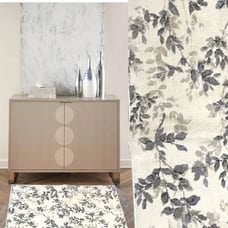 Rug Area carpet set two ivory gray boho leaves non slip fashion