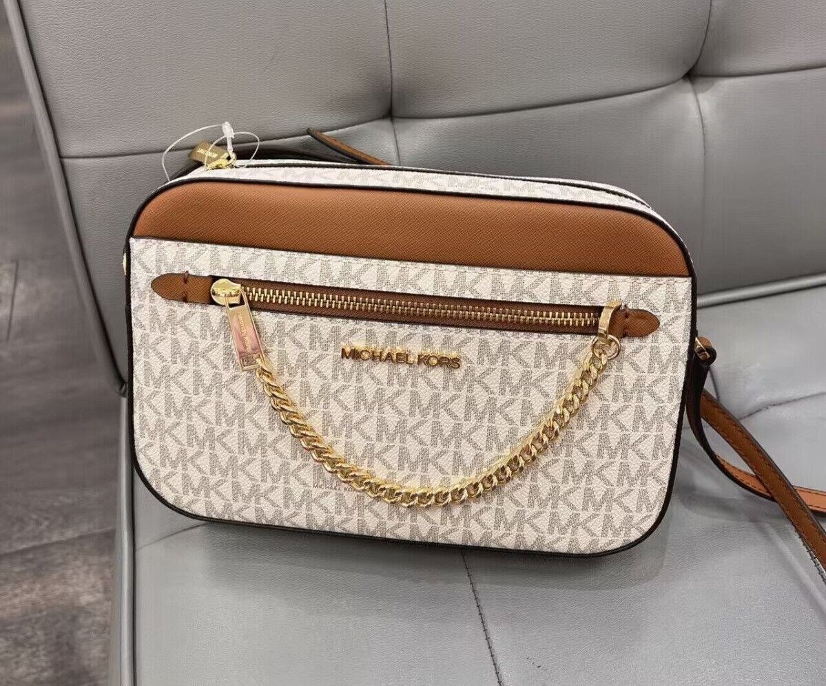 NWT MICHAEL KORS MK JET SET ITEM CHAIN SHOULDER CROSSBODY BAG MK VANILLA