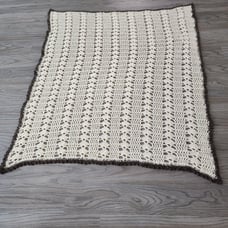 Vintage Handmade Crochet Throw Lap Chair Blanket Grannycore 64 X54 Cream Brown