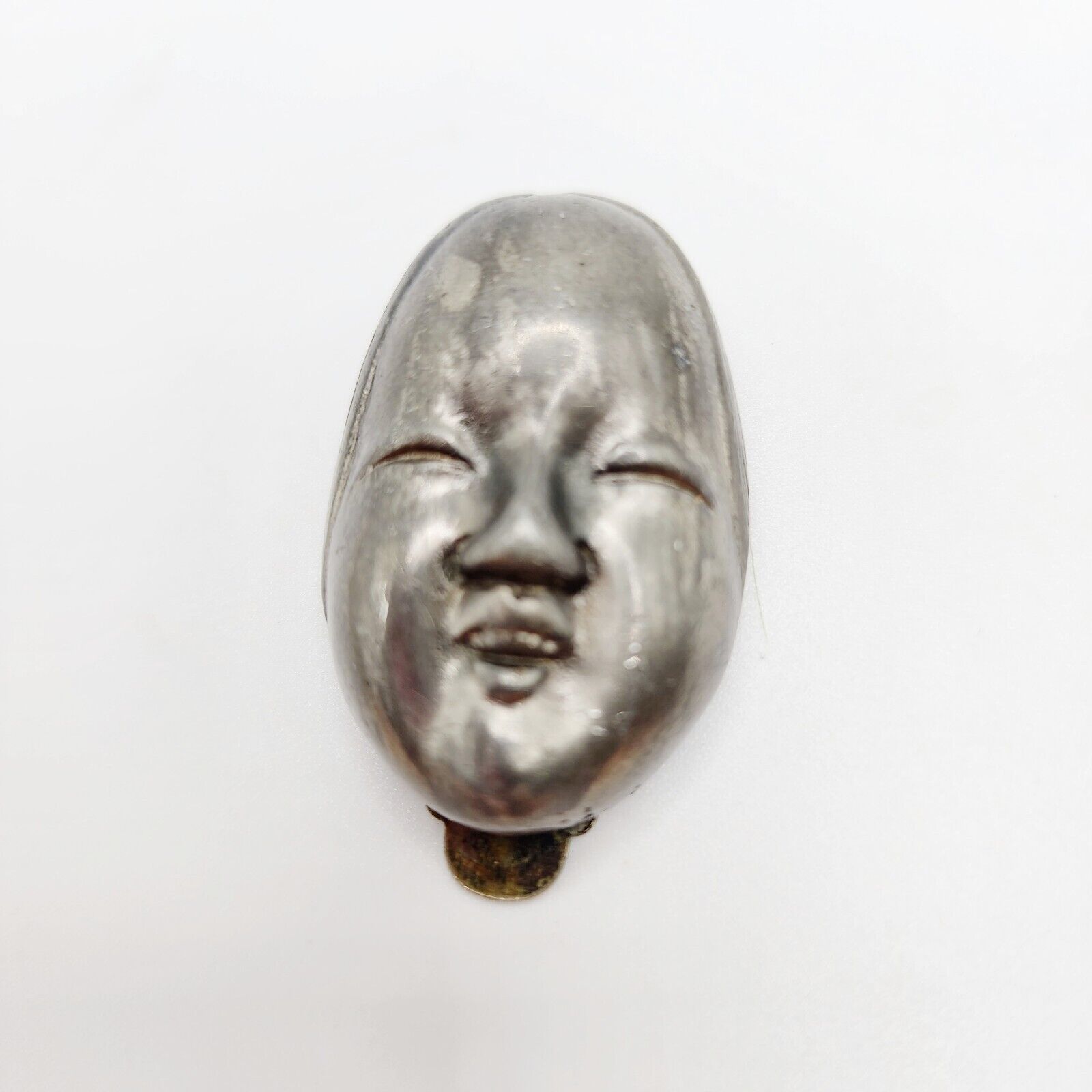 Large Vintage Rare Oriental Asian Figure Face Mask Antique Fur Clip Chinese
