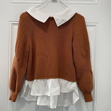 Anthropologie Maeve Women's Textured Twofer Pullover Sweater XS P Balloon Sleeve