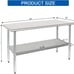 HARDURA Stainless Steel Table 24X60 Inches with Undershelf and Galvanized Legs