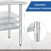 HARDURA Stainless Steel Table 24X60 Inches with Undershelf and Galvanized Legs