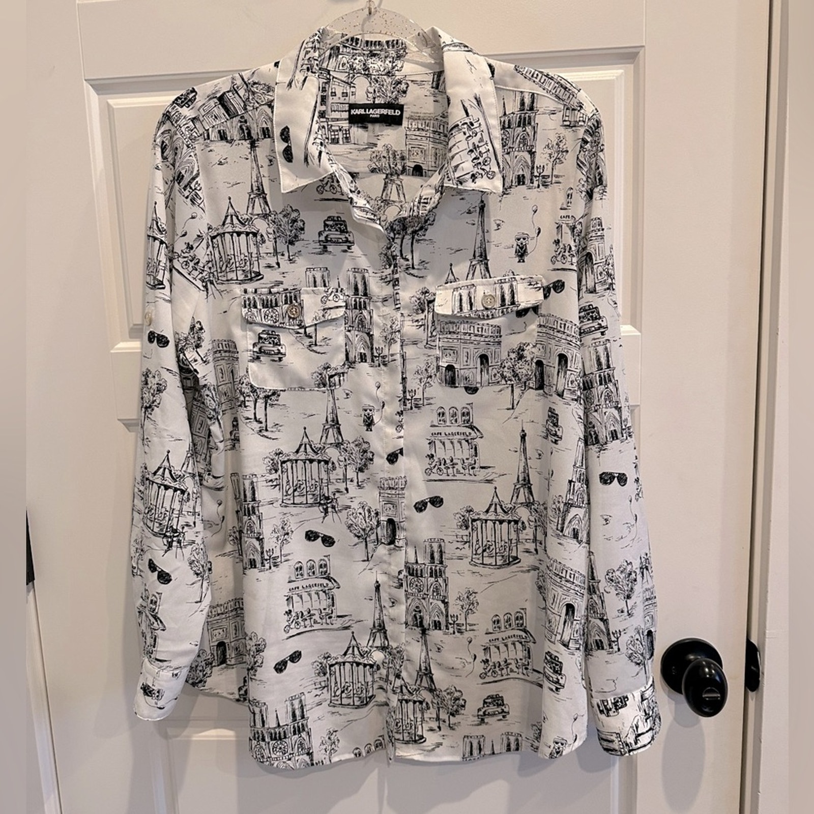 Karl Lagerfeld Paris Parisian City Scape Long-Sleeve Button-Up Shirt