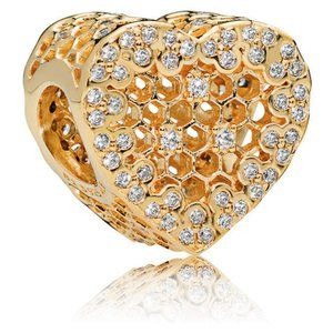 Pandora Shine Honeycomb Lace Heart Charm