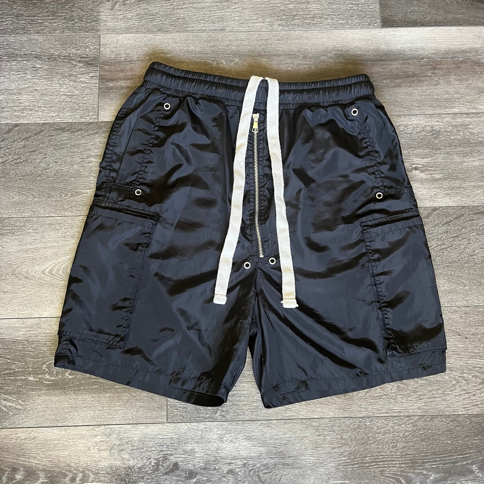 Vintage Real Ones Ricky Nylon Cargo Shorts Size Medium Black Rick Owens Style