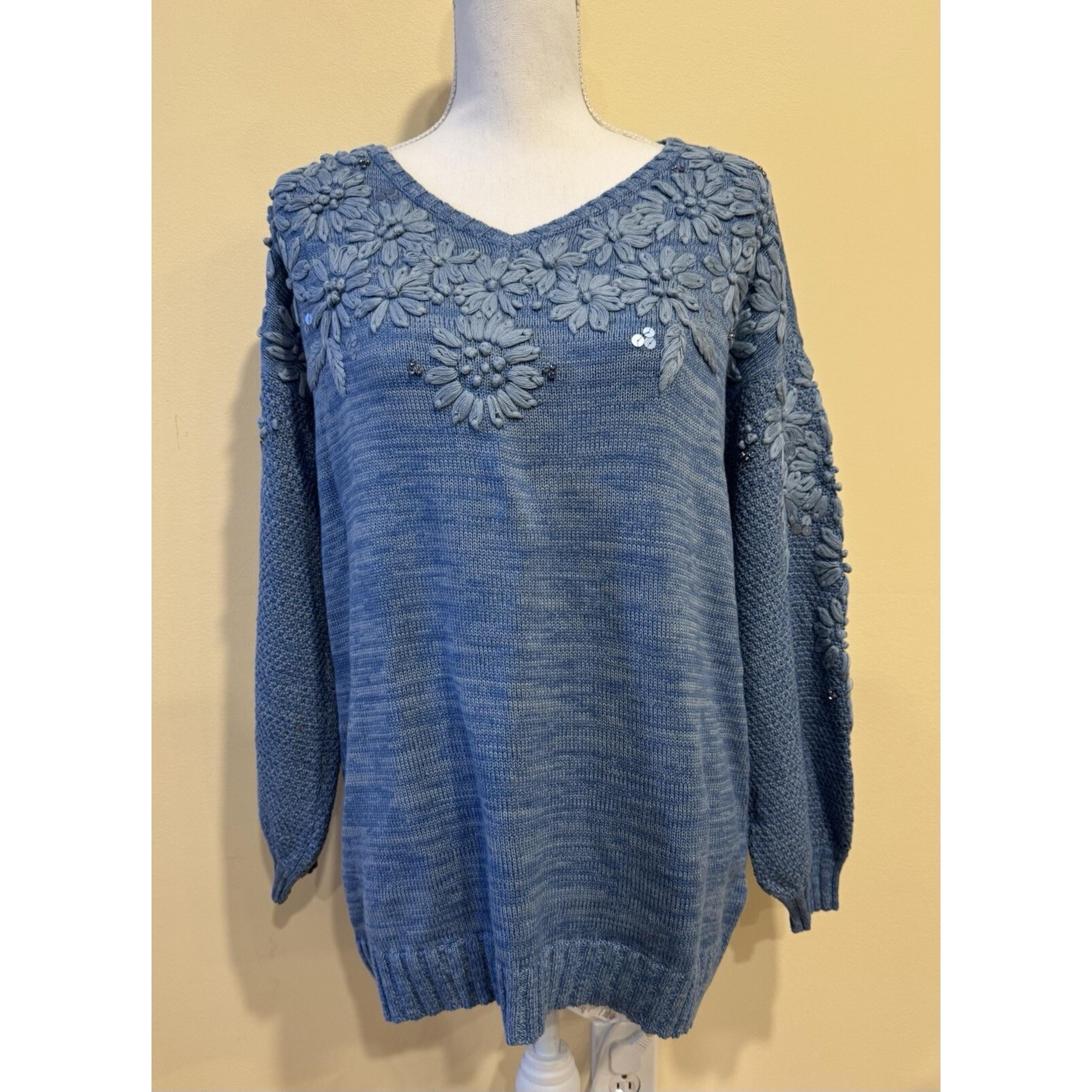 Soft Surroundings Palenque Sweater in Chambray Blue Size Medium (10/12) - NWT