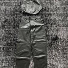 Zara Kaia Women’s Black Leather Top & Trousers Pants Set Blogger Favorite Size S