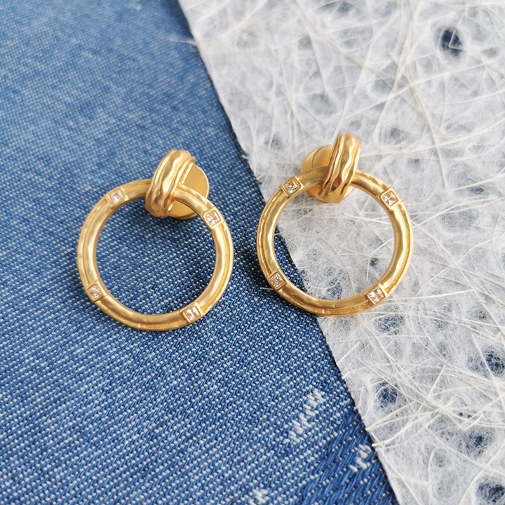 Julie Vos Astor Doorknocker Hoop Earrings 24K Gold Plate