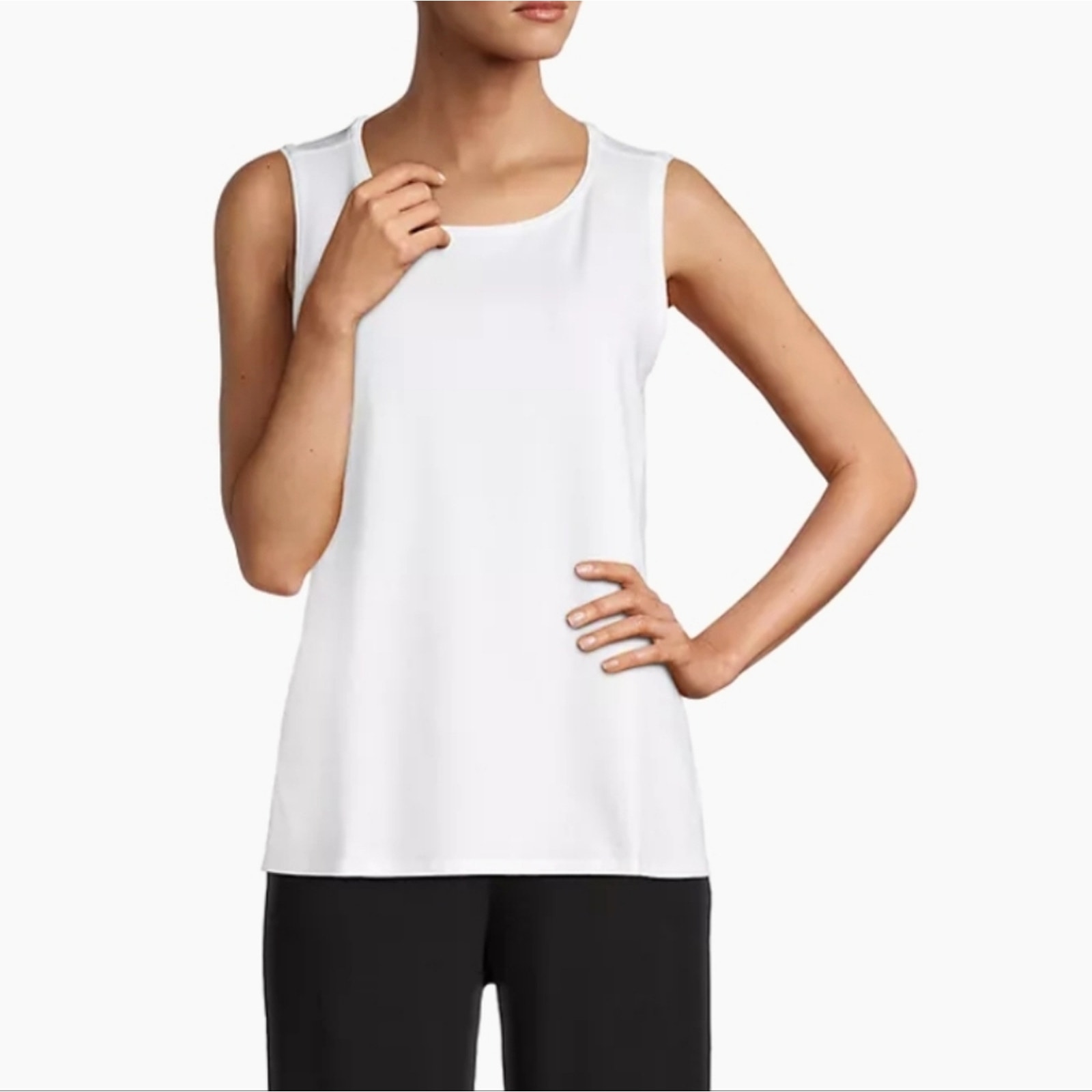 NWT Eileen Fisher Round Neck Sleeveless Tank Top White