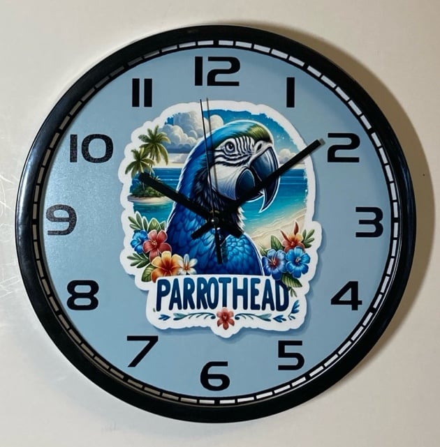 Margaritaville parrot head battery operated wall hanging clock