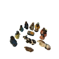 1998 Dedza Black African Africa nativity figures 12 pieces high fired ceramic Ch