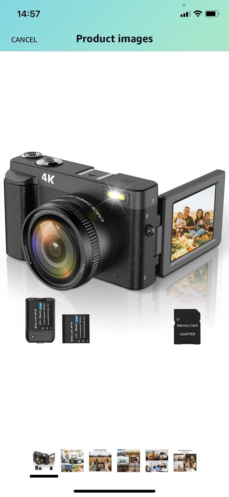 4K Digital Camera for Photography 16X Zoom Anti-Shake Vlogging Camera with Flash
