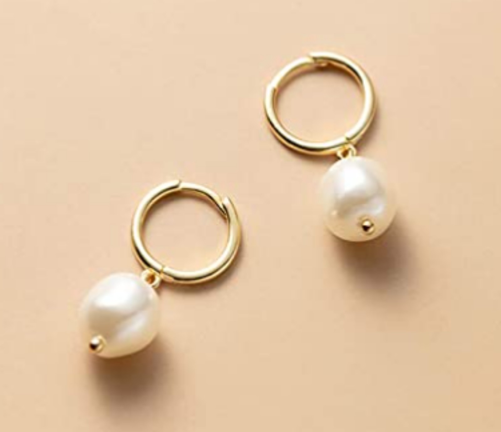 Baroque Pearl Dangle Hoop Earrings Sterling Silver 925 for Women Girls Dainty Da