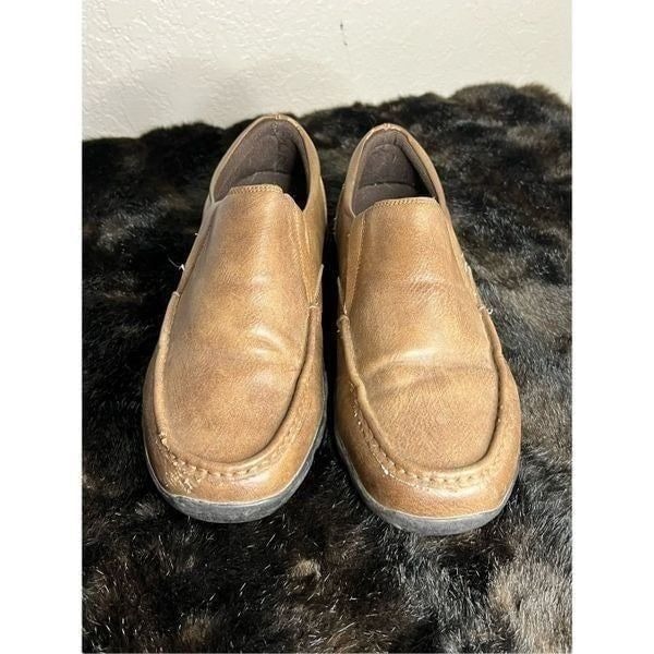 Roper Mens Vintage Tan Faux Leather Colt Loafer Shoes 9