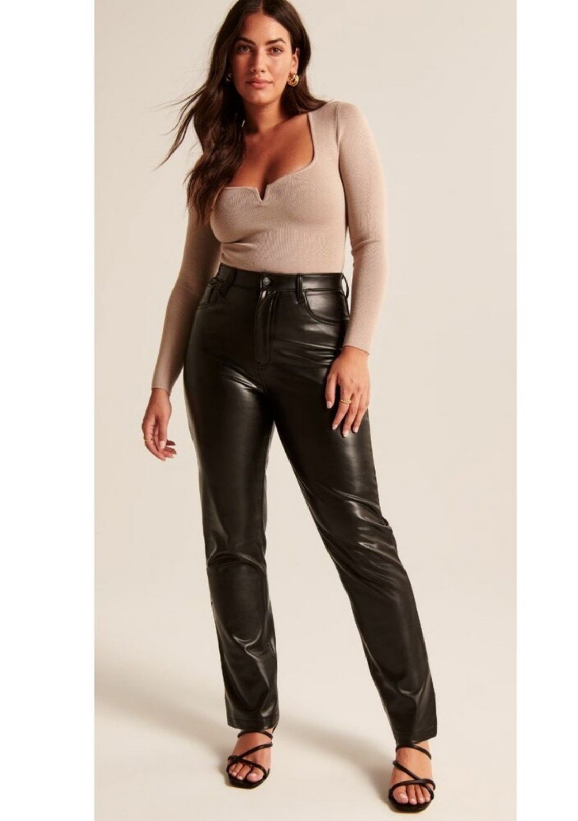Abercrombie & Fitch Vega Leather 90s Straight Ultra High Rise Pant Size 26/2 New