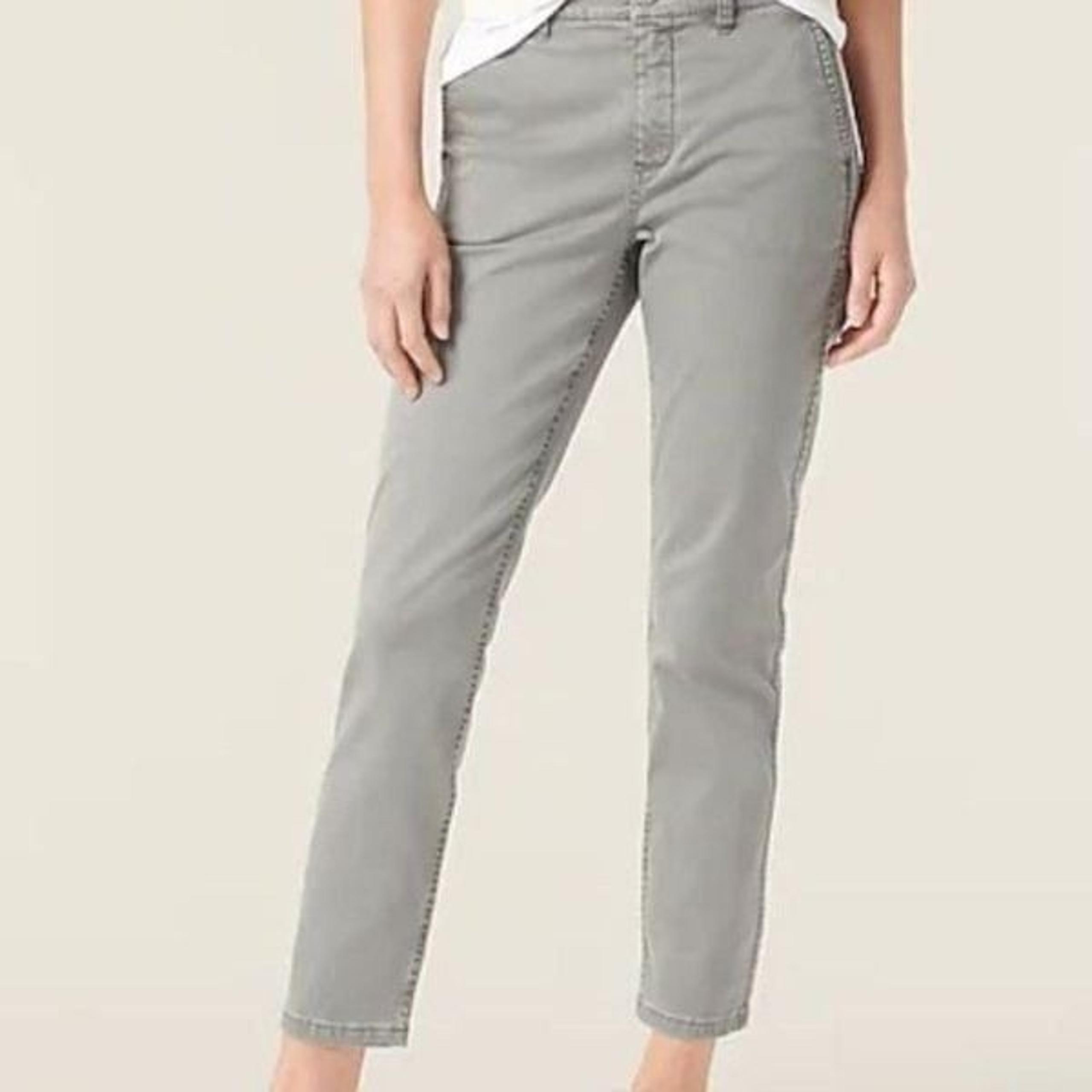 Gray Chino Flat Front Crop Pants