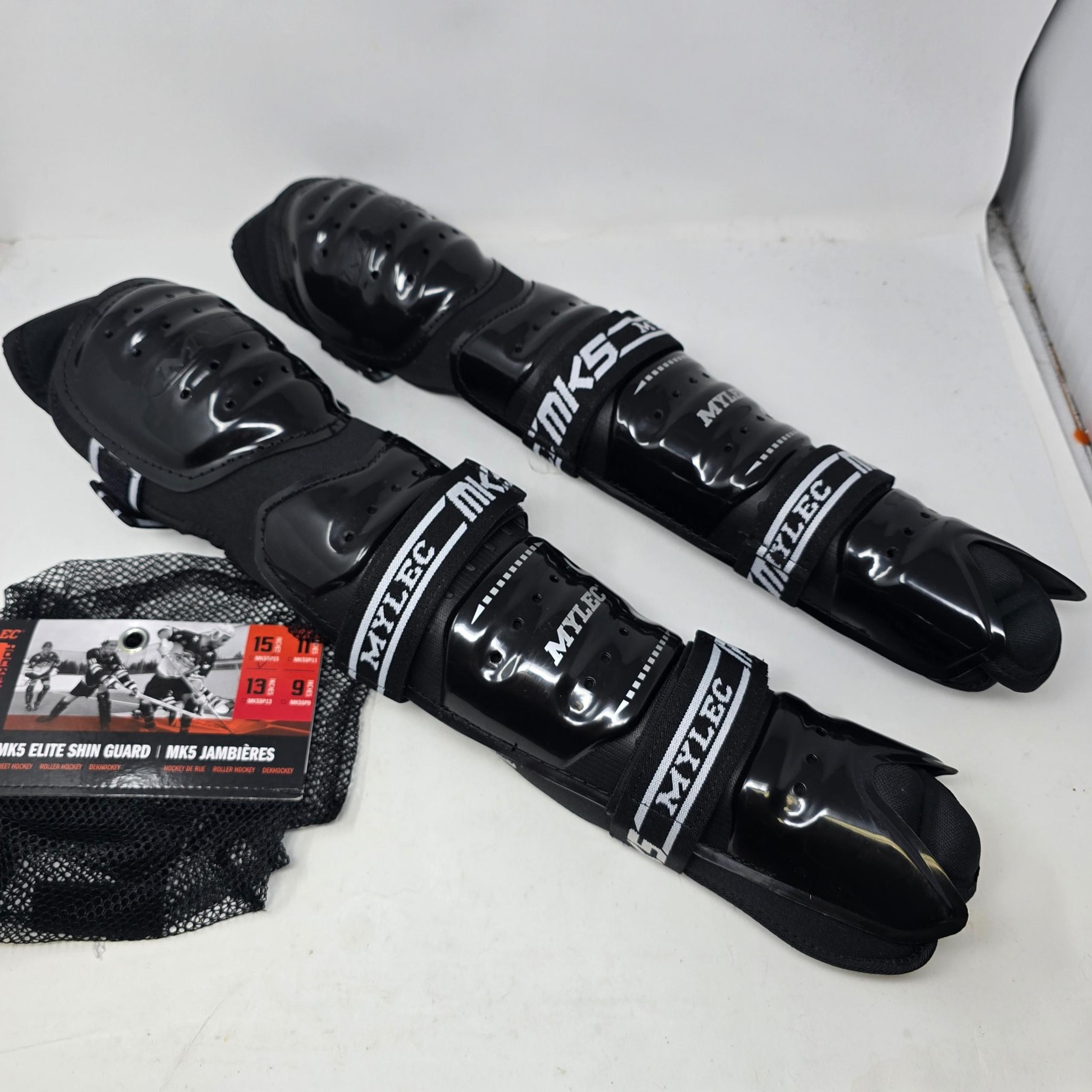 MYLEC HOCKEY MK5 Elite Shin Guards Size 15” Black Street Roller Hockey