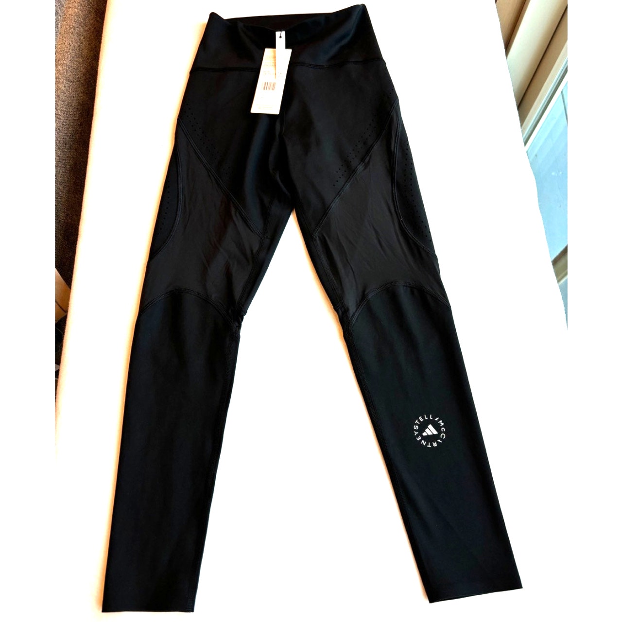 NWT Stella McCartney Adidas Black Tights Leggings Perforated XS Training Yoga