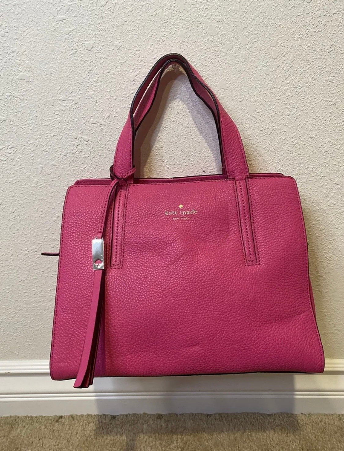 Kate spade women's crossbody，domimique grey street, hot pink