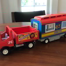 Vintage Playmobil circus truck and trailer and circus animals and arena!