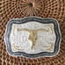 Vintage Heavy & Huge Premium Crumrine Gold Silver Skull Head Bull